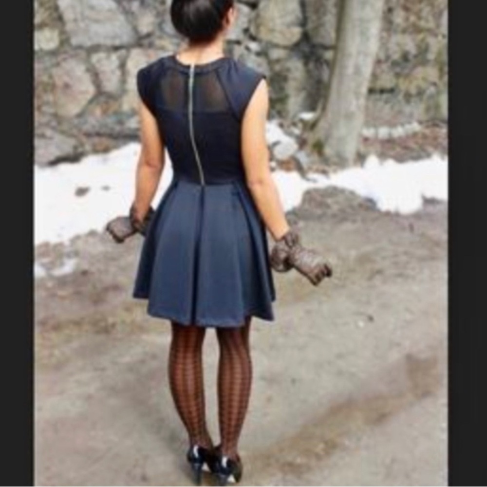 🟣SOLD🟣$375 Ted Baker Black Kipp Mesh Back Mini Dress Size 4 - Picture 1 of 13